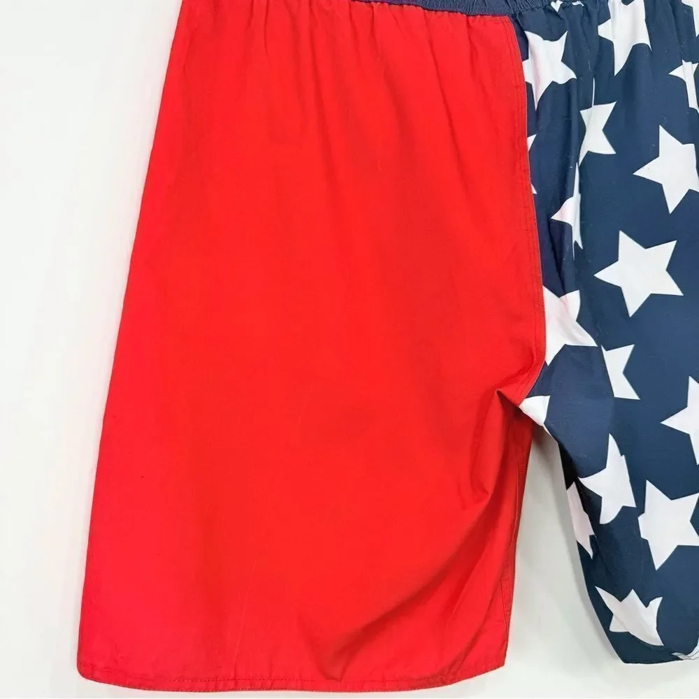 Meijer Red White Blue Starry Unlined Patriotic Board Americana Swim Shorts